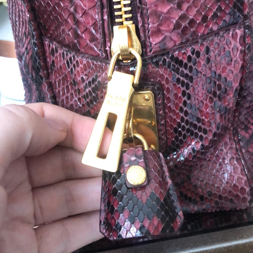 PRADA Purple Snakeskin Bauletto BL0756 Satchel Purse Bag - Picture 4 of 16